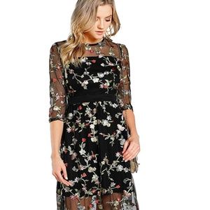Women's A Line Floral Embroidered Evening Dress